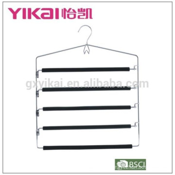 2015Foam coated padded trousers hangers with tiers bars and belt rack